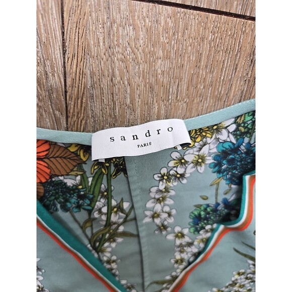 Sandro Paris Women's Maxi Dress Womens 38 US 6 Medium Green Floral - Picture 6 of 13